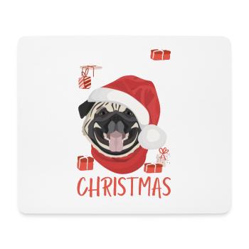 Mops Frohe Weihnachten - Mousepad (Querformat) - Weiß - Vorne