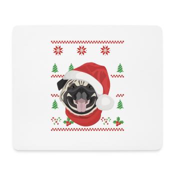 Mops Frohe Weihnachten - Mousepad (Querformat) - Weiß - Vorne