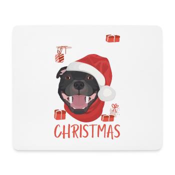 Staffordshire Bullterrier Frohe Weihnachten - Mousepad (Querformat) - Weiß - Vorne