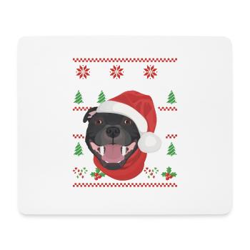 Staffordshire Bull Terrier Joyeux Noël - Tapis de souris (format paysage) - blanc - Devant