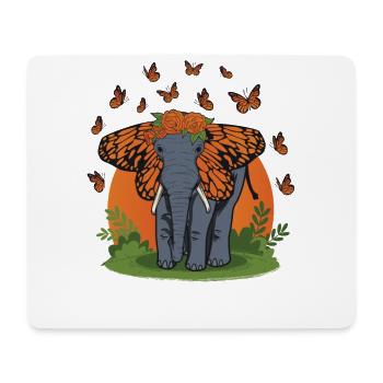 Elephant, butterfly ears, elephant lovers. - Mouse Pad (horizontal) - white - Front