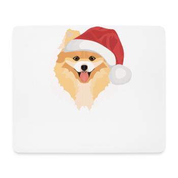 Zwergspitz Frohe Weihnachten - Mousepad (Querformat) - Weiß - Vorne