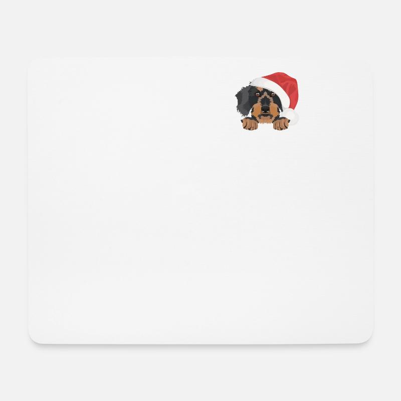 Rauhaardackel Frohe Weihnachten - Mousepad (Querformat) - Weiß