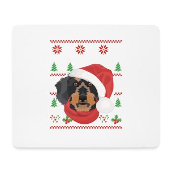 Wire-haired Dachshund Merry Christmas - Mouse Pad (horizontal) - white - Front