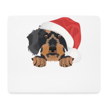 Wire-haired Dachshund Merry Christmas - Mouse Pad (horizontal) - white - Front