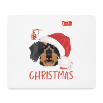 Wire-haired Dachshund Merry Christmas - Mouse Pad (horizontal) - white - Front