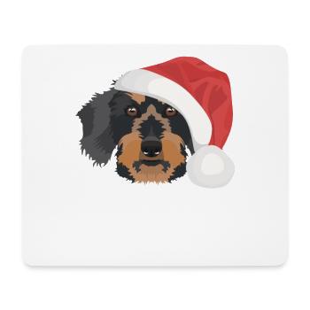 Wire-haired Dachshund Merry Christmas - Mouse Pad (horizontal) - white - Front