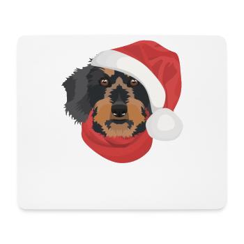 Wire-haired Dachshund Merry Christmas - Mouse Pad (horizontal) - white - Front