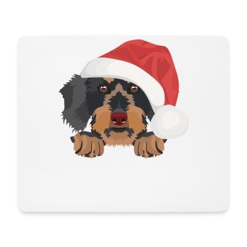 Wire-haired Dachshund Merry Christmas - Mouse Pad (horizontal) - white - Front