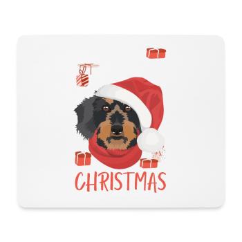 Wire-haired Dachshund Merry Christmas - Mouse Pad (horizontal) - white - Front