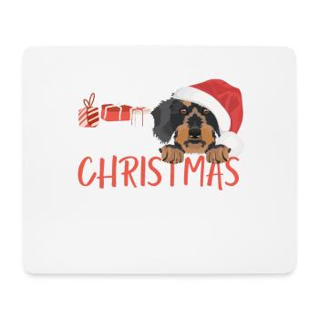 Wire-haired Dachshund Merry Christmas - Mouse Pad (horizontal) - white - Front