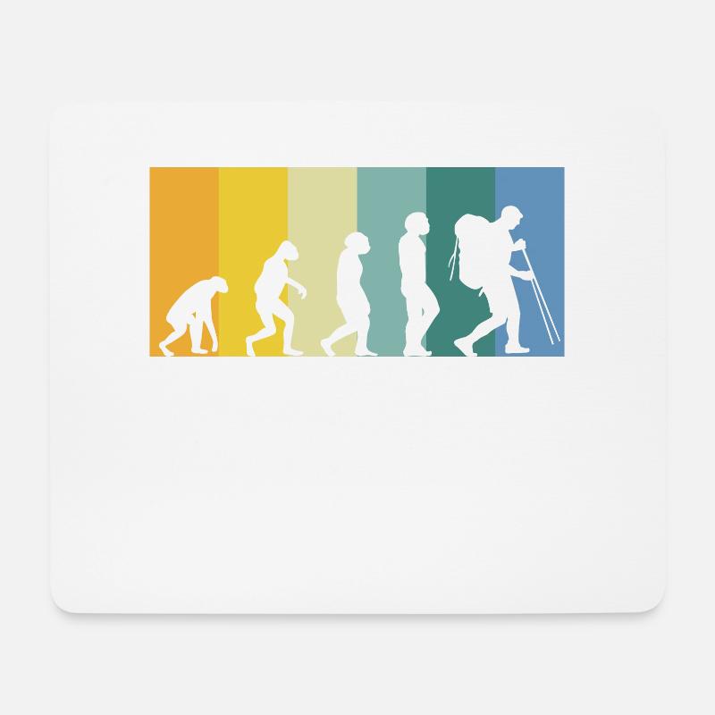 Evolution Wanderer - wandern retro vintage Farben - Mousepad (Querformat) - Weiß