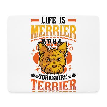 Das Leben Ist Lustiger Mit Einem Yorkshire Terrier - Mousepad (Querformat) - Weiß - Vorne