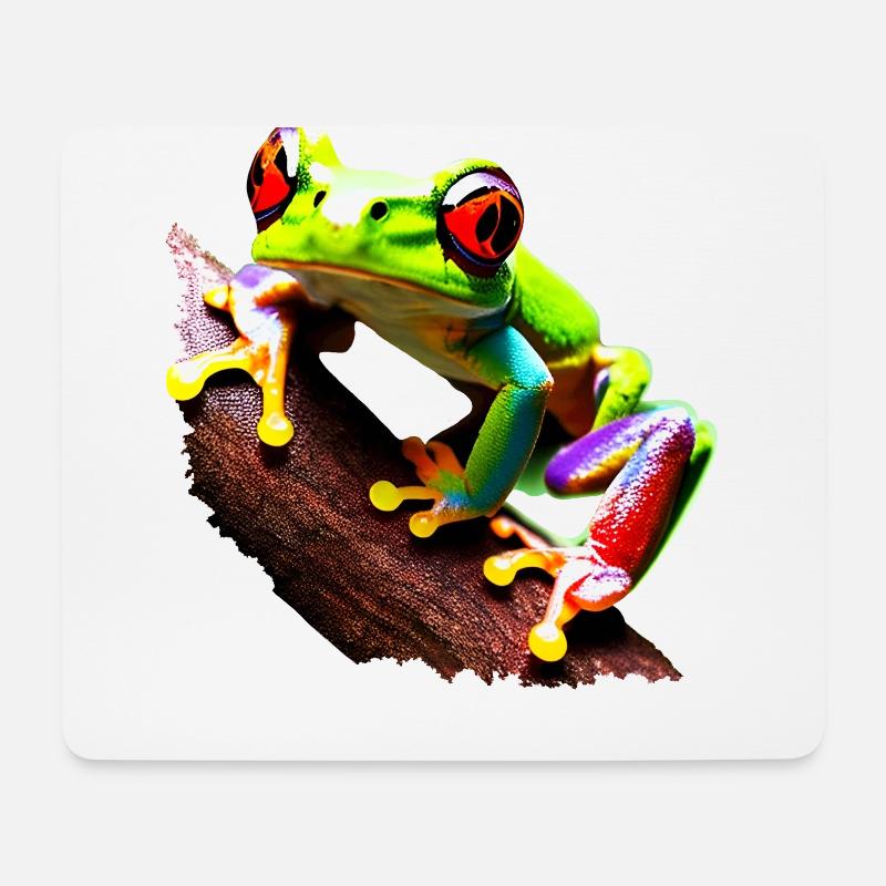 Rote Augen Baum Frosch auf Ast - Mousepad (Querformat) - Weiß