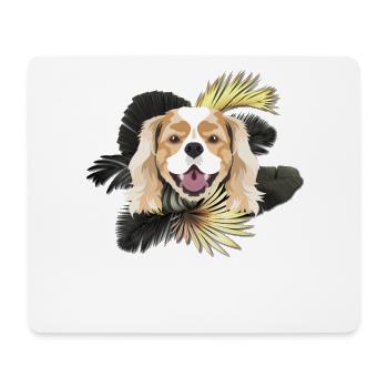 Golden Dog Cavalier King Charles Spaniel - Tapis de souris (format paysage) - blanc - Devant
