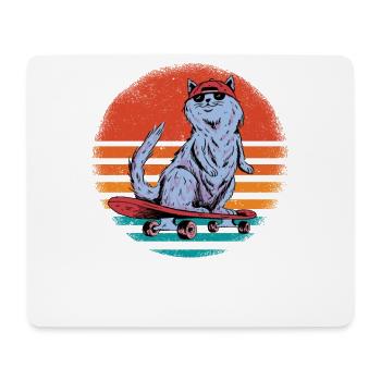 Cool cat with skateboard I do what I want - Mouse Pad (horizontal) - white - Front