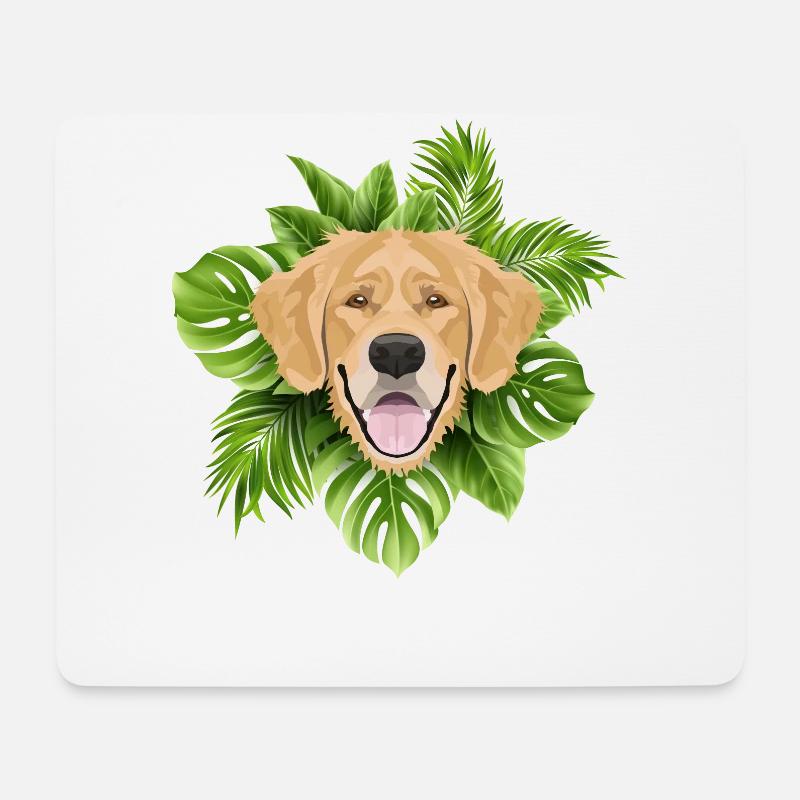 Tropical Golden Retriever - Mousepad (Querformat) - Weiß