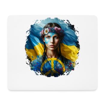 I Love Ukraine Peace Logo Frieden Flagge mit Frau - Mousepad (Querformat) - Weiß - Vorne