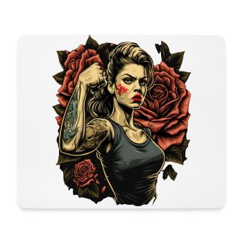 Strong Woman Mother Roses Mother's Day Gift - Mouse Pad (horizontal) - white - Front
