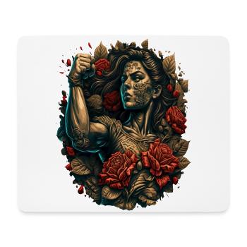 Strong Woman Mother Roses Mother's Day Gift - Mouse Pad (horizontal) - white - Front