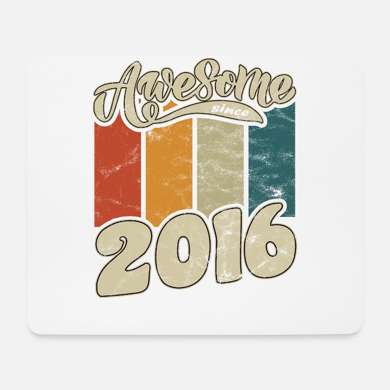 2016 Geburtstag Awesome since Retro - Mousepad (Querformat) - Weiß