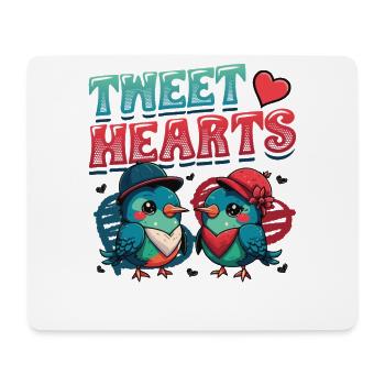 Tweethearts Paire d’oiseaux Correspondance Saint-Valentin - Tapis de souris (format paysage) - blanc - Devant
