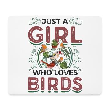 Just A Girl Who Loves Birds, Vogelbeobachtung - Mousepad (Querformat) - Weiß - Vorne