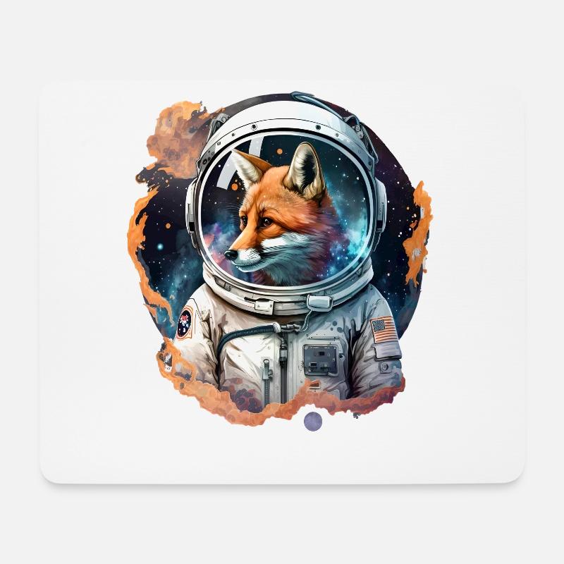 Fuchs Astronaut im Weltall - Mousepad (Querformat) - Weiß