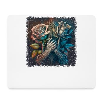 Skeleon Skull Rose Retro Rose Lover Graphic - Mouse Pad (horizontal) - white - Front