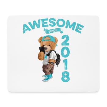 2018 Birthday Teddy Bear Awesome since - Mouse Pad (horizontal) - white - Front