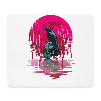 Gothic Skull Red Moon Black Crow - Mouse Pad (horizontal) - white - Front