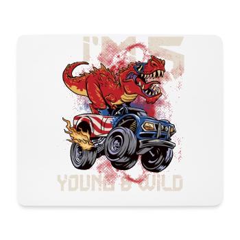 5ème anniversaire Enfants Monster Dino Truck J’ai 5 ans - Tapis de souris (format paysage) - blanc - Devant