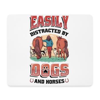 Easily distracted by dogs and horses - Mouse Pad (horizontal) - white - Front
