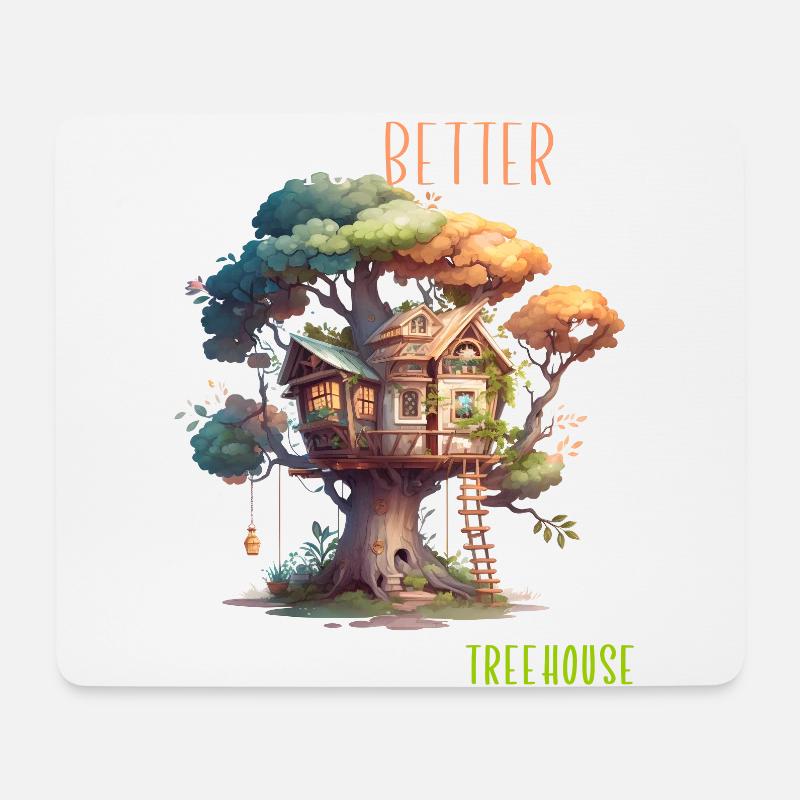Baumhausbauer - Dem Leben geht es besser - Mousepad (Querformat) - Weiß
