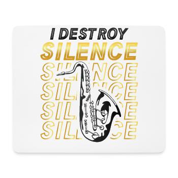 Ich Zerstöre Die Stille, Lustiges Saxophon - Mousepad (Querformat) - Weiß - Vorne