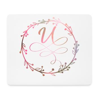 Monogramme, lettre U, ornement de calligraphie - Tapis de souris (format paysage) - blanc - Devant