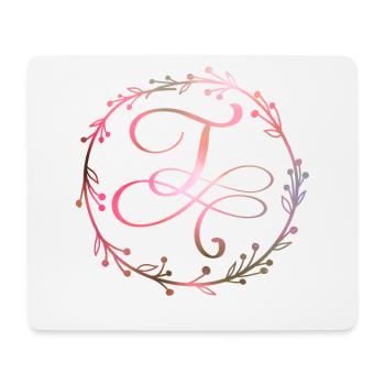 Monogram, letter T, calligraphy ornament - Mouse Pad (horizontal) - white - Front