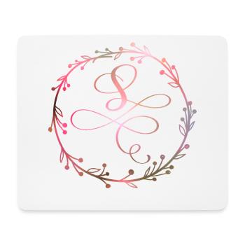 Monogramm, Buchstabe S, Kalligrafie Ornament - Mousepad (Querformat) - Weiß - Vorne