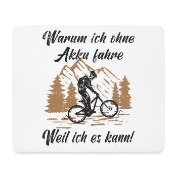 MTB ohne Akku - Fahrrad Radsport Mountainbike - Mousepad (Querformat) - Weiß - Vorne