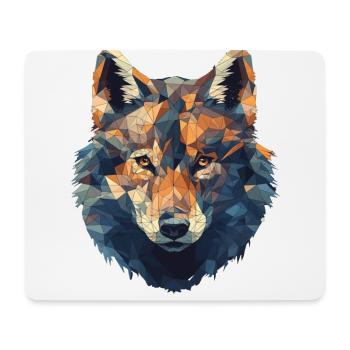 Geometrischer Wolf Kopf in Dreieck Optik - Mousepad (Querformat) - Weiß - Vorne