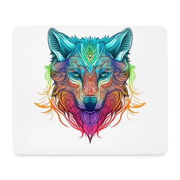 Rainbow Ghost Wolf Portrait - Mouse Pad (horizontal) - white - Front