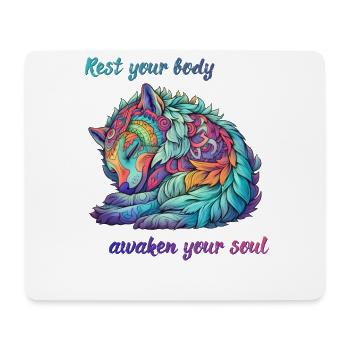 Awaken your soul - Rainbow Ghost Wolf - Mouse Pad (horizontal) - white - Front