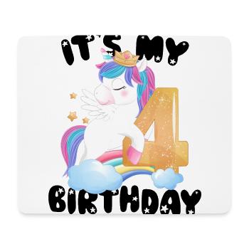 Ma fille d’anniversaire, Licorne Anniversaire 4 - Tapis de souris (format paysage) - blanc - Devant