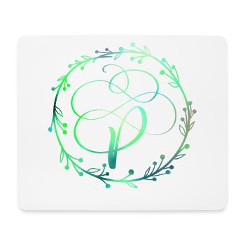 Monogram, Letter P, Calligraphy Ornament - Mouse Pad (horizontal) - white - Front