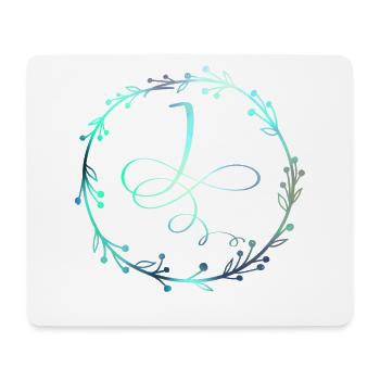 Monogram, Letter I, Calligraphy Ornament - Mouse Pad (horizontal) - white - Front