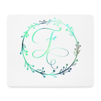 Monogram, Letter F, Calligraphy Ornament - Mouse Pad (horizontal) - white - Front