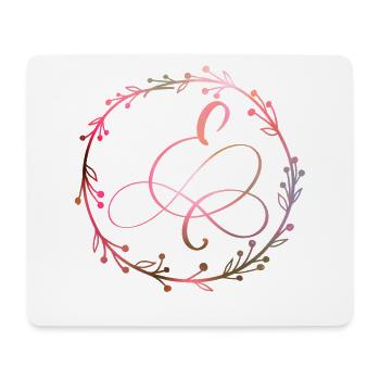 Monogramm, Buchstabe E, Kalligrafie Ornament - Mousepad (Querformat) - Weiß - Vorne