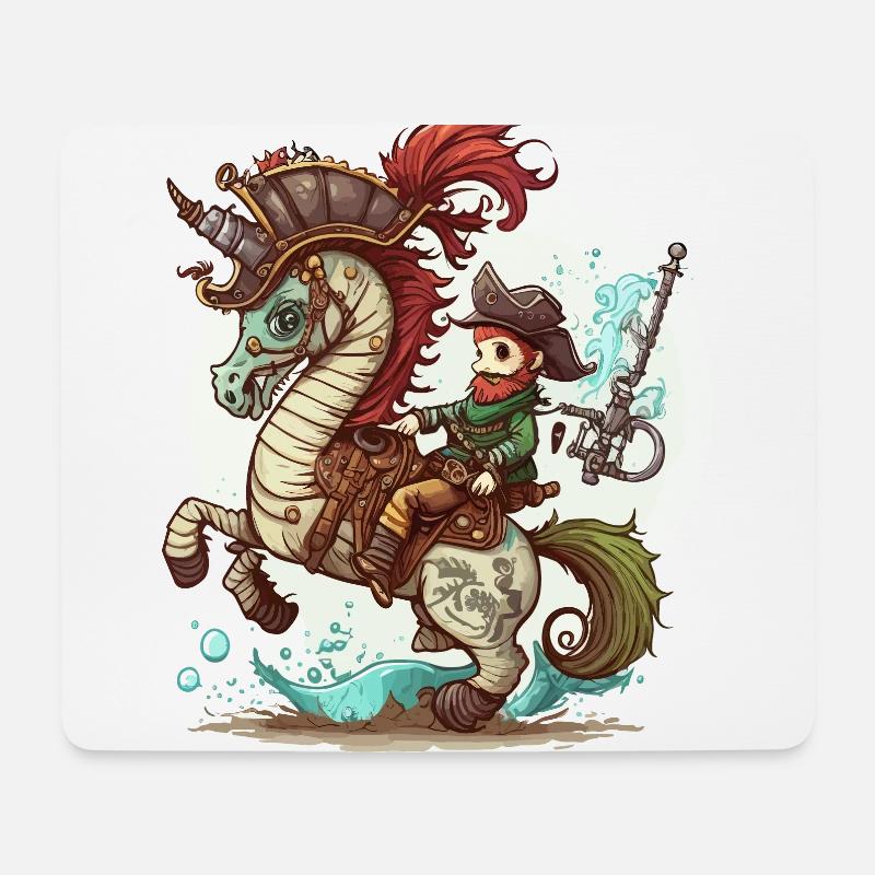 Das verwegene Seepferdchen - Mousepad (Querformat) - Weiß