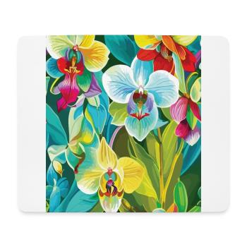 Orchideen Muster Tropical Muster Dschungel Muster - Mousepad (Querformat) - Weiß - Vorne