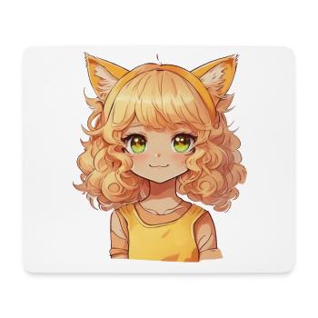 Manga Kemonomimi Cats Fille Anime Kawaii Chibi - Tapis de souris (format paysage) - blanc - Devant